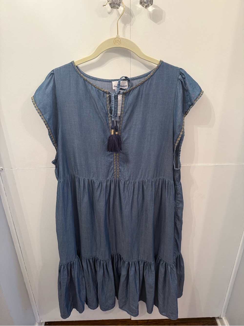 Tommy Bahama Women’s Tiered Babydoll Blue Large Dress